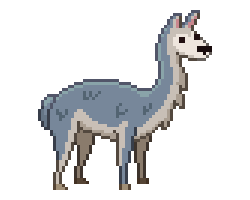 A guanaco with blue-gray and gray fur