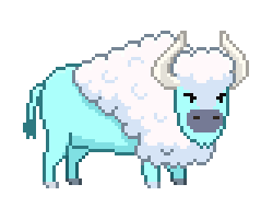 A bison variant with a light blue body and white mantle
